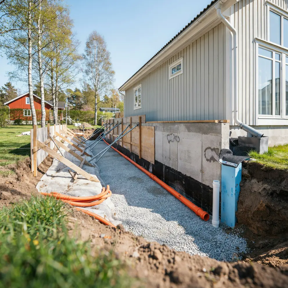 dranering husgrund tillaggsisolering kallare lund skane